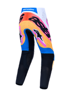 Alpinestars Supertech Dyna, pantalons de motocross pour homme, bleu et noir avec graphismes colorés, vue de dos