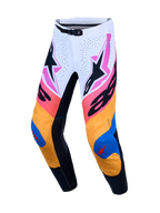 Alpinestars Supertech Dyna Pants, Motocross Racing, Men's, White and Blue with vibrant graphics, lightweight stretch ripstop.