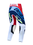 Alpinestars Supertech Dyna motocrossbroek, racing, rood en navyblauw, achteraanzicht met atletische pasvorm.