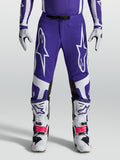 Pantalons Supertech Vesta Alpinestars, pantalon de motocross bleu et blanc, coupe athlétique et construction rip-stop.