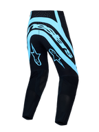 Alpinestars Supertech Vesta motorcrossbroek, herenmodel, zwart en turkoois, atletische racepasvorm met stretch rip-stop en geventileerde Stretchnet-zones.