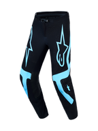 Alpinestars Supertech Vesta broek, motocrossbroek voor heren, maat 32, zwart en turquoise, atletische racepasvorm met geventileerde stretch rip-stop-stof
