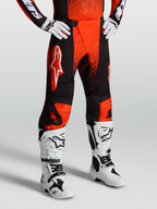 Alpinestars Techstar Swan broek, motocross racingbroek voor heren, rood en zwart, duurzaam stretchmateriaal met SX2 magnetische gesp.