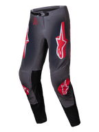 Alpinestars Supertech Lipan Broek 2025, motorcross broek voor heren, grijs en rood, stretch ripstop constructie met lederen kniepanelen en SX1 magnetische gesp