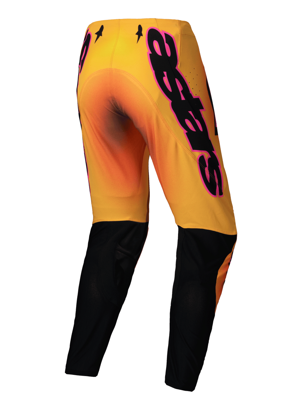 Alpinestars 2025 Supertech Lipan Pants, Men's Motocross Off-Road Pants, Yellow and Pink with black lower legs, stretch rip-stop construction with knee brace compatibility