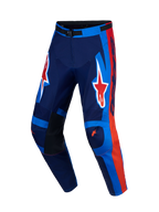 Alpinestars Racer Hunt broek, heren motocrossbroek voor off-road, blauw en rood, 600D polyfabric, voorgevormde pijpen.