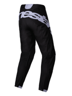Pantalon Alpinestars Racer Graphite 2025, pantalon de motocross, noir et gris, vue arrière avec un grand logo gris sur l'assise, jambes pré-cintrées et tissu technique durable pour la course tout-terrain