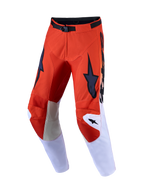 Alpinestars Racer Amber 2027 motorcrossbroek voor heren in rood en lichtlila met lederen kniepanelen.