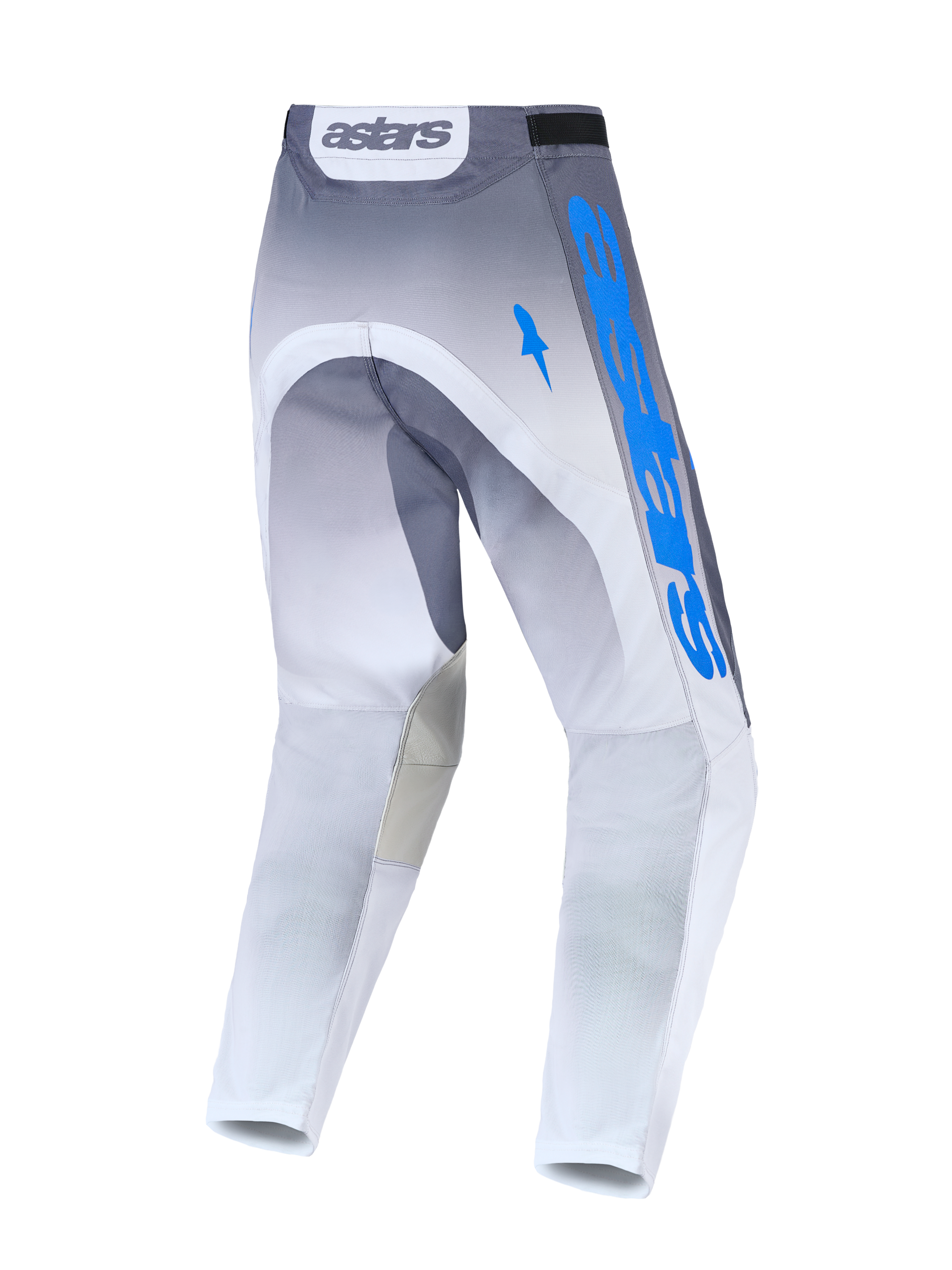 Alpinestars Racer Amber broek, heren motorcrossbroek, grijs en blauw, achteraanzicht met duurzaam 600D polyweefsel