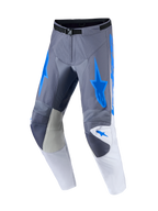 Alpinestars Racer Amber broek, heren motocrossbroek in grijs en blauw met lederen kniepanelen en versterkte zones.