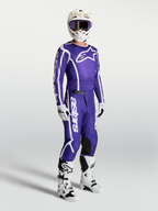 Alpinestars Pantalon Fluid Apex V2, pantalon de motocross bleu et blanc pour homme, coupe 3D ergonomique tout-terrain.