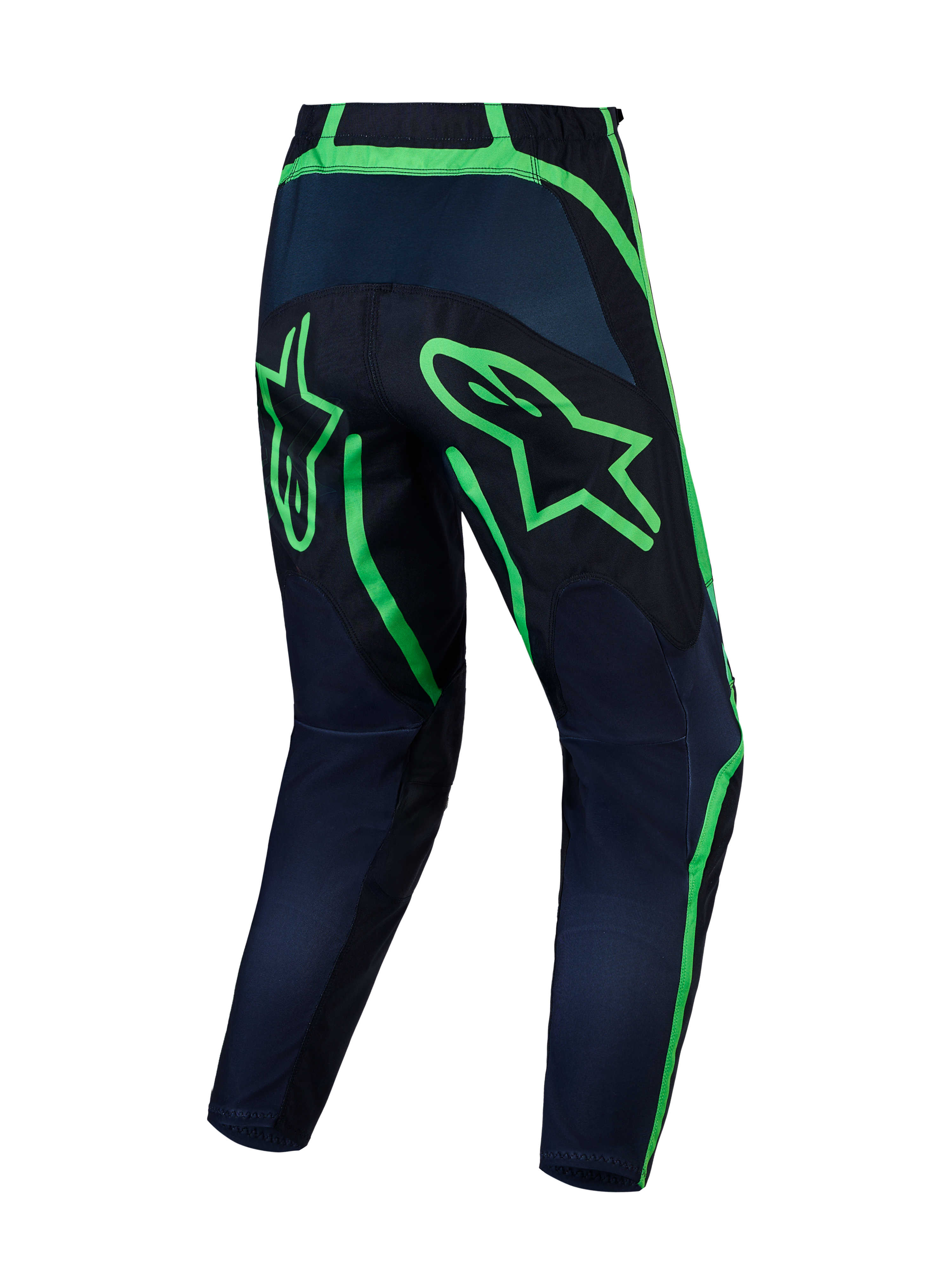 Alpinestars Fluid Apex V2 Motocross Pants, Men's, Black and Green Fluo, durable 600D polyfabric with pre-curved legs.
