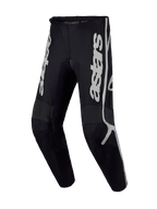 Alpinestars Fluid Apex V2 broek, motocrossbroek voor heren, zwart en zilver, duurzaam polyfabric met ergonomisch voorgevormd ontwerp voor off-road rijden.