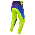 Alpinestars 2024 Racer Hoen Pants, Motocross Pants, Yellow Fluo and Blue Night Navy, rear view showing large red Alpinestars star logo, dark leather inner knee patches, durable technical fabric for off-road racing