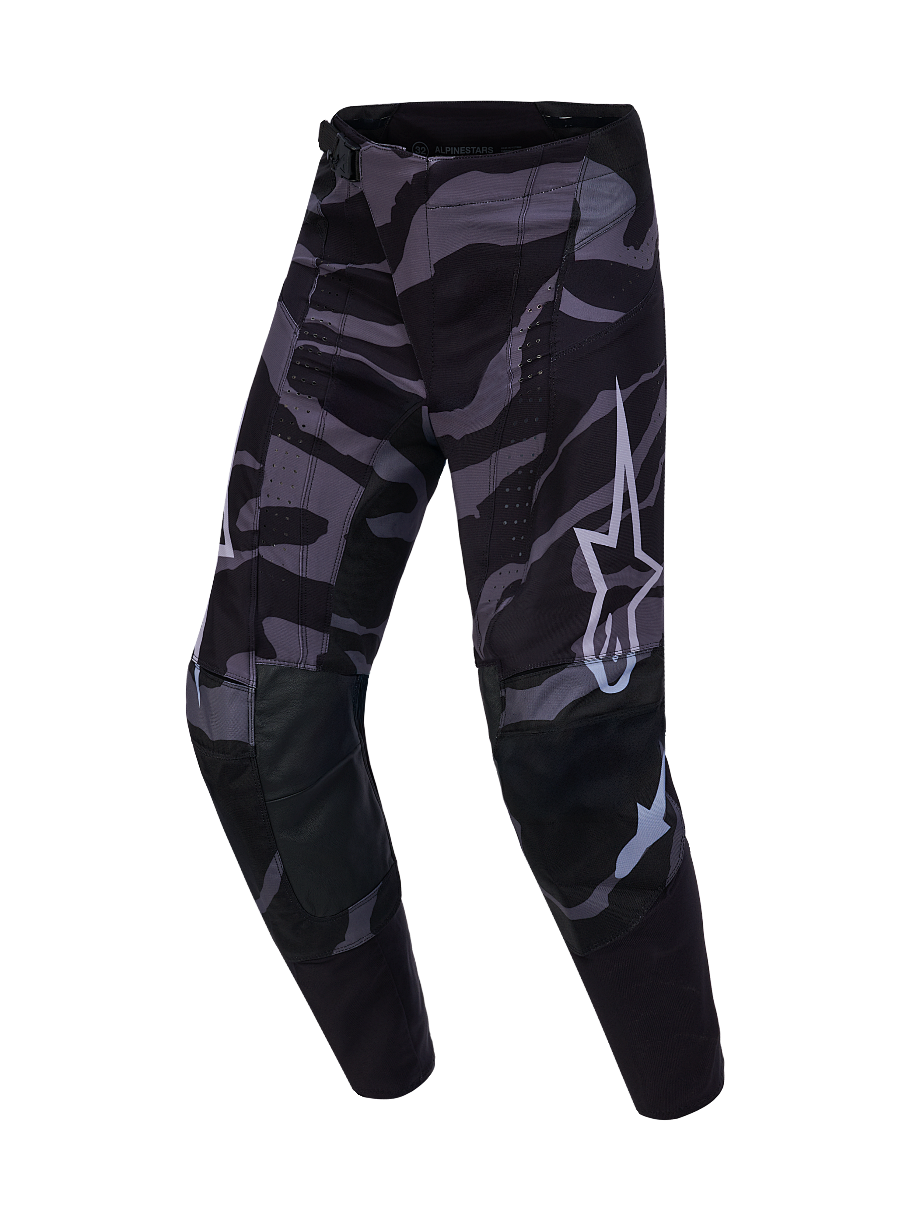 Pantalon Techstar Beast Coast Édition Limitée, motif camouflage noir et gris avec logos Alpinestars.