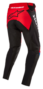 Alpinestars Honda Racer Iconic Pants, motorcross broek, felrood, zwart en wit, driekwart achteraanzicht met rood zitvlak en zwart sterlogo, witte Honda-branding aan de zijkant en duurzame textielconstructie met sportieve snit voor off-road racen