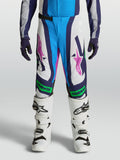 Alpinestars Jeugd Supertech Maven broek, motorcrossbroek, wit en blauw met fluogroene accenten, atletische pasvorm.