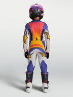 Alpinestars Jeugd Fluid Drag Broek, blauw-witte motorcrossbroek voor jeugd met gele accenten, duurzame off-road prestaties.