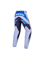 Alpinestars jeugd Fluid Drag broek, motorcrossbroek voor jeugd, achteraanzicht, grijs en blauw, ergonomische pasvorm.