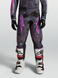 Pantalon Alpinestars Fluid Lone Junior, pantalon de motocross tout-terrain gris camo et violet, en polyfibre 600D durable