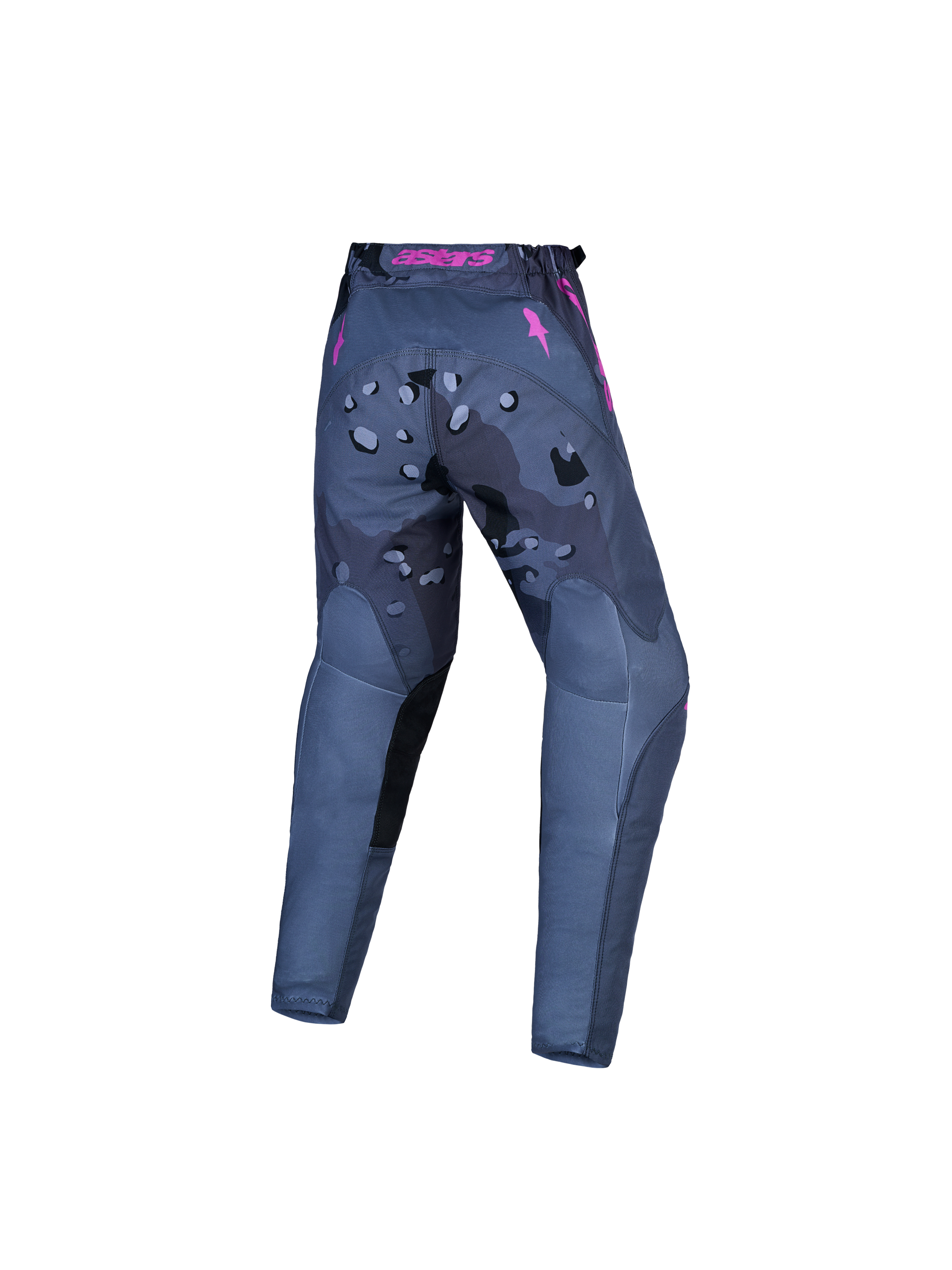 Alpinestars Fluid Lone V2 Junior, pantalon de motocross tout-terrain, gris et rose à motif camouflage, vue arrière