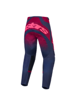 Alpinestars Stella Techstar Swan Hose und Gear Set, Damen-Motocross-Ausrüstung in Karmesinrot und Dunkelgrau, Rückansicht mit Rennschnitt.
