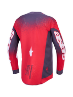 Alpinestars Supertech Hiten AFD jersey, geventileerde heren-motorcrossjersey, fluo rood en grijs, achteraanzicht.