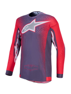 Alpinestars Supertech Hiten AFD motorcrossjersey voor heren, grijs en fluo rood, geventileerd stretch-mesh.