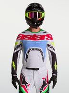 Alpinestars Supertech Dyna Jersey 2027, herenmotorcrossjersey, lichtlila en fluogroen, geventileerd stretchmesh.