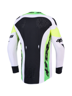 Alpinestars Supertech Dyna Jersey 2027 en Gear Set, groene en zwarte heren motorcrossjersey met lasergesneden rugventilatie.