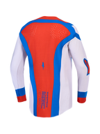 Alpinestars Supertech Vesta jersey en gear set, licht lila en rood heren-motorcrossjersey met lasergesneden ventilatie.