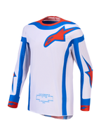 Alpinestars Supertech Vesta Jersey en Gear Set, motorcrossjersey voor heren in lichtlila en rood met atletische pasvorm.