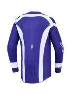 Alpinestars Supertech Vesta jersey, heren motocrossjersey in donkerblauw en wit stretchmesh, achteraanzicht.
