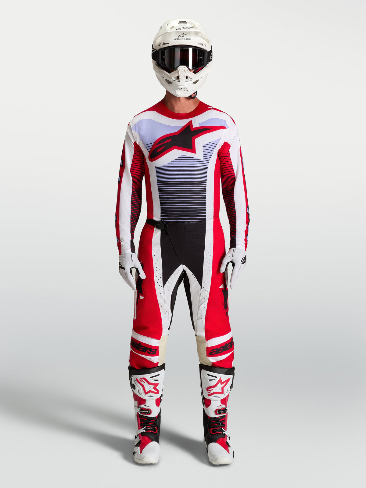 Alpinestars Techstar Maven, tenue complète de motocross pour homme, rouge et blanche, coupe athlétique
