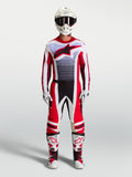 Alpinestars Techstar Maven Ausrüstungsset, Motocross-Racing-Outfit für Herren, Rot und Weiß, athletische Rennpassform.