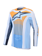 Alpinestars Techstar Maven Jersey, heren motocrossjersey, blauw en oranje, vochtafvoerend materiaal en atletische pasvorm.