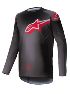 Maillot Supertech Lipan 2025, maillot de motocross pour homme, gris fumée et rouge vif, coupe athlétique ultra-légère avec perforations laser