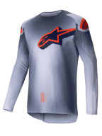 Alpinestars Supertech Lipan Jersey, heren motorcross jersey, grijs en oranje fluo, ultralichte atletische racefit met laser-gesneden ventilatieperforaties