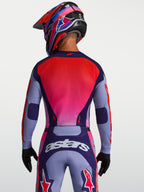 Alpinestars Racer Air Hunt jersey, heren-motorcrossjersey, paars en roze fluo, ademend mesh voor off-road racing.