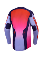 Alpinestars Racer Air Hunt jersey, heren motorcrossjersey, achteraanzicht, paars en fluo roze, ademende volledige meshconstructie voor optimale luchtstroom.