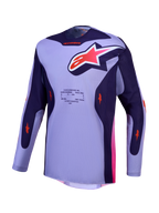 Alpinestars Racer Air Hunt jersey, paars en violet motorcrossjersey met ademend mesh en roze accenten.