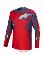 Alpinestars Racer Hunt Trikot, Herren-Motocross-Rennsport, Rot und Grau, feuchtigkeitsableitendes Polygewebe mit Stern-Logo.
