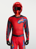 Alpinestars Maillot Racer Hunt, maillot de motocross pour homme rouge et gris, tissu évacuant l'humidité et maille ventilée.