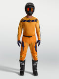 Alpinestars 2027 Racer Amber Jersey and Gear Set, Motocross Racing, Men's, Orange and Deep Blue, matching pants and boots.