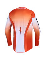Alpinestars Racer Amber jersey, rood en wit heren-motocrossjersey, vochtafvoerend met verlengde achterzoom, achteraanzicht.