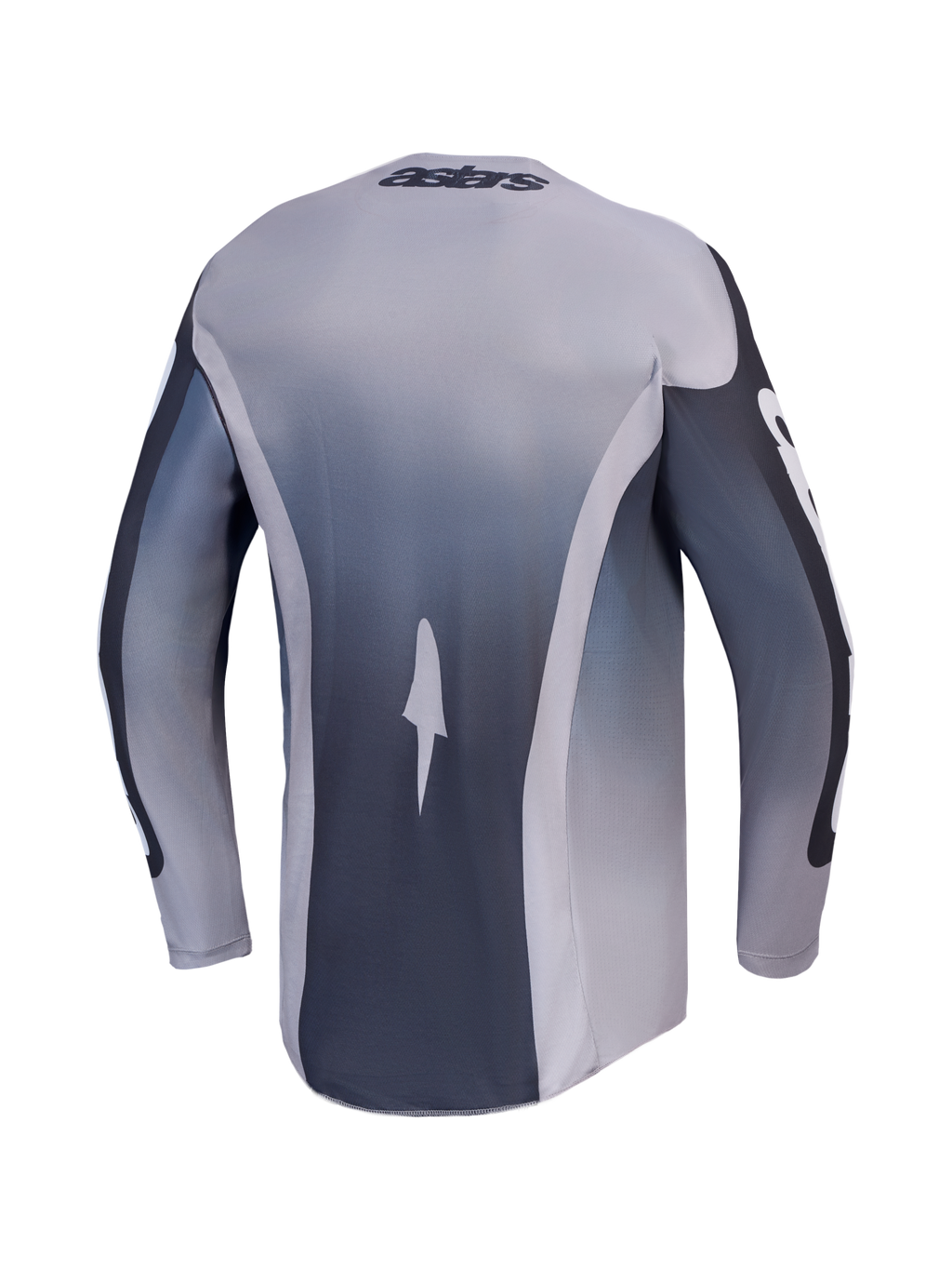 Alpinestars 2027 Racer Amber Jersey, grey and charcoal back view, performance motocross gear with moisture-wicking fabric.
