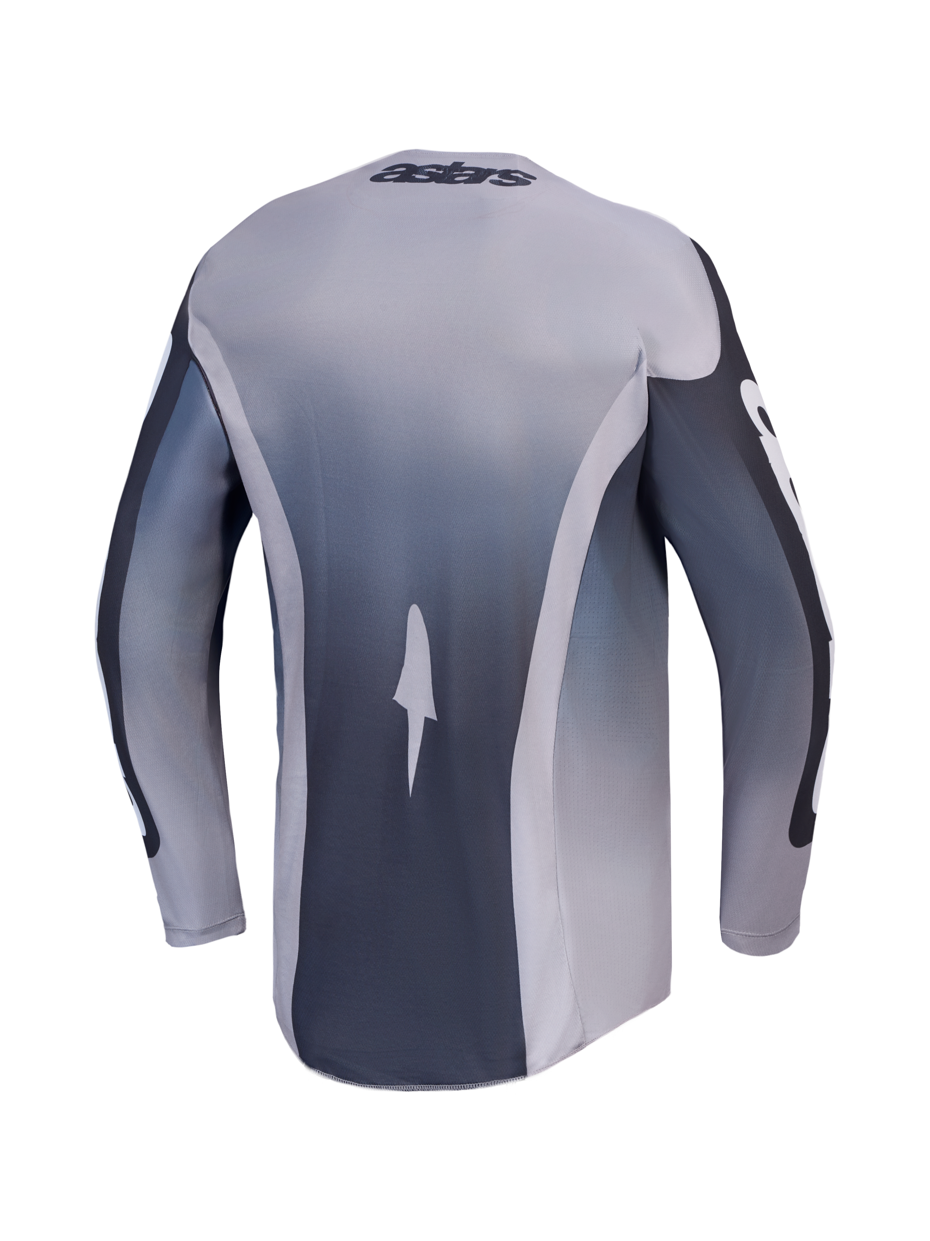 Alpinestars 2027 Racer Amber Jersey, grey and charcoal back view, performance motocross gear with moisture-wicking fabric.