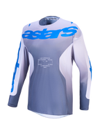 Alpinestars Racer Amber Trikot, Herren-Motocross-Trikot in Grau und Blau, feuchtigkeitsableitendes, belüftetes Polygewebe.