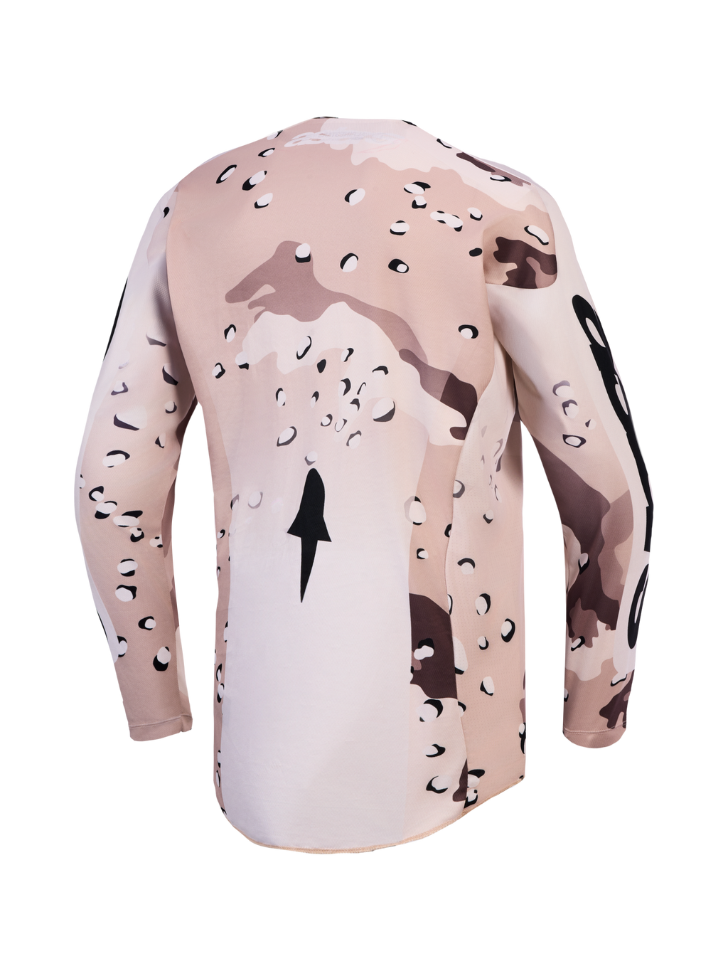 Alpinestars Racer Lone Trikot, Herren-Motocross-Trikot in Desert Camo und Schwarz, Rückansicht mit verlängertem Rückensaum.