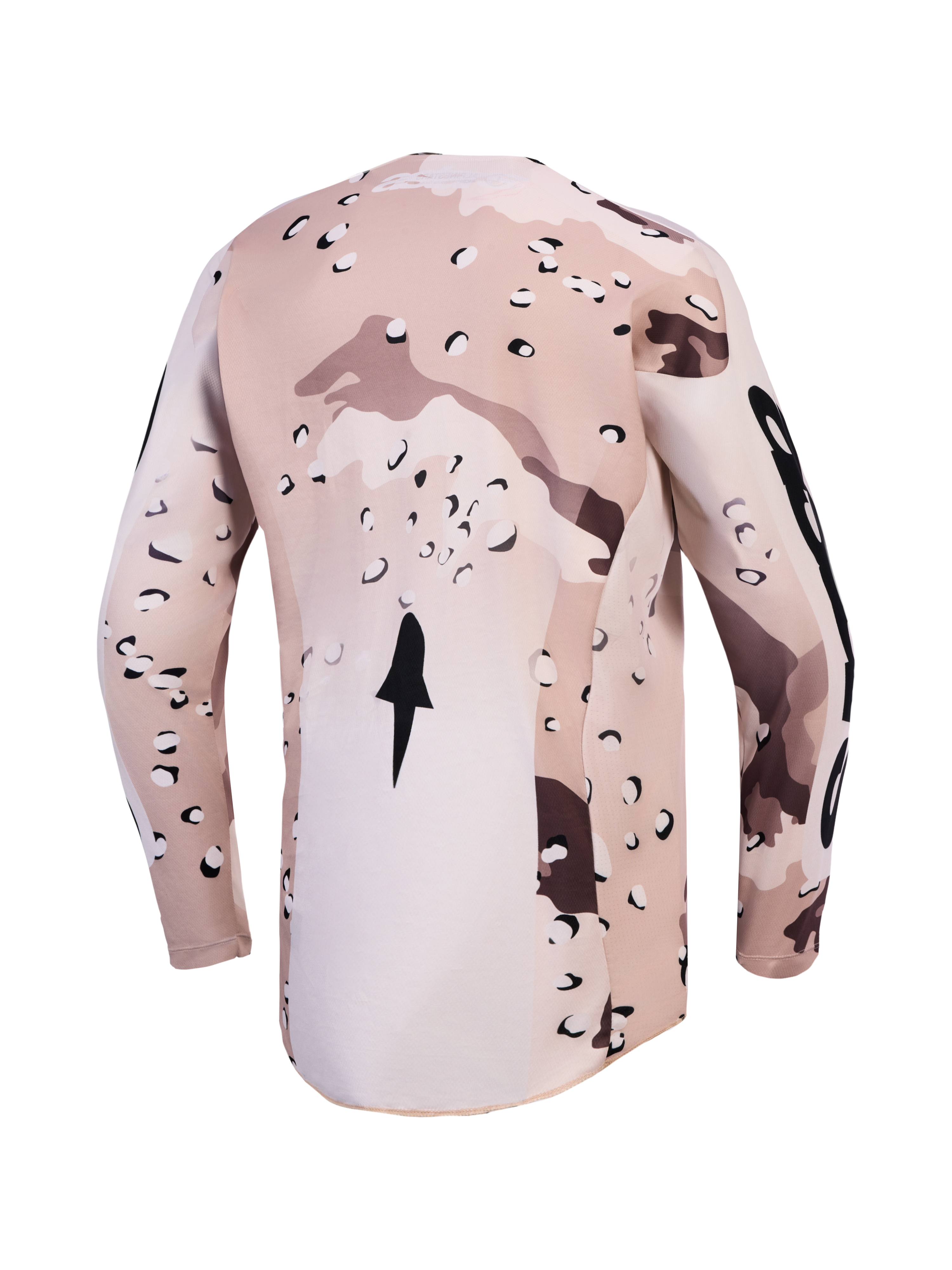 Alpinestars Racer Lone Trikot, Herren-Motocross-Trikot in Desert Camo und Schwarz, Rückansicht mit verlängertem Rückensaum.